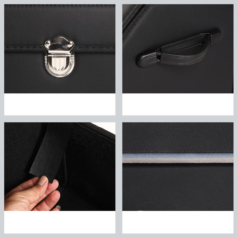 4X Car Boot Organizer Leather Board 53x32x30cm Collapsible With Lock Black