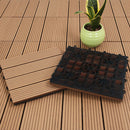 11 pcs Coffee Wooden Composite Decking Tiles Outdoor Durable Slip-Resistant