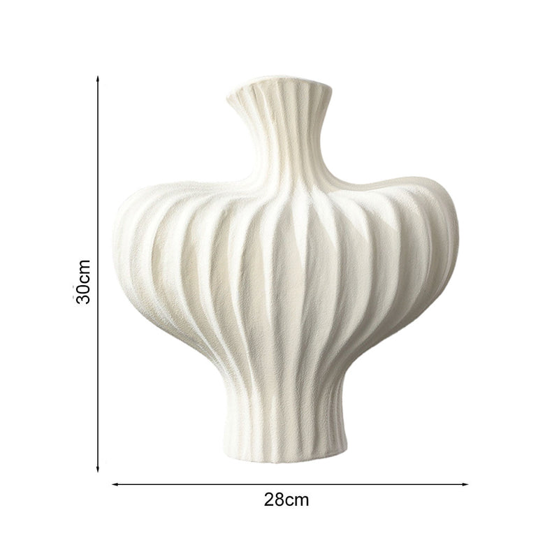 2X Handmade Large Ceramic Ornament Vases 28X30Cm Matte White Countertop Decor