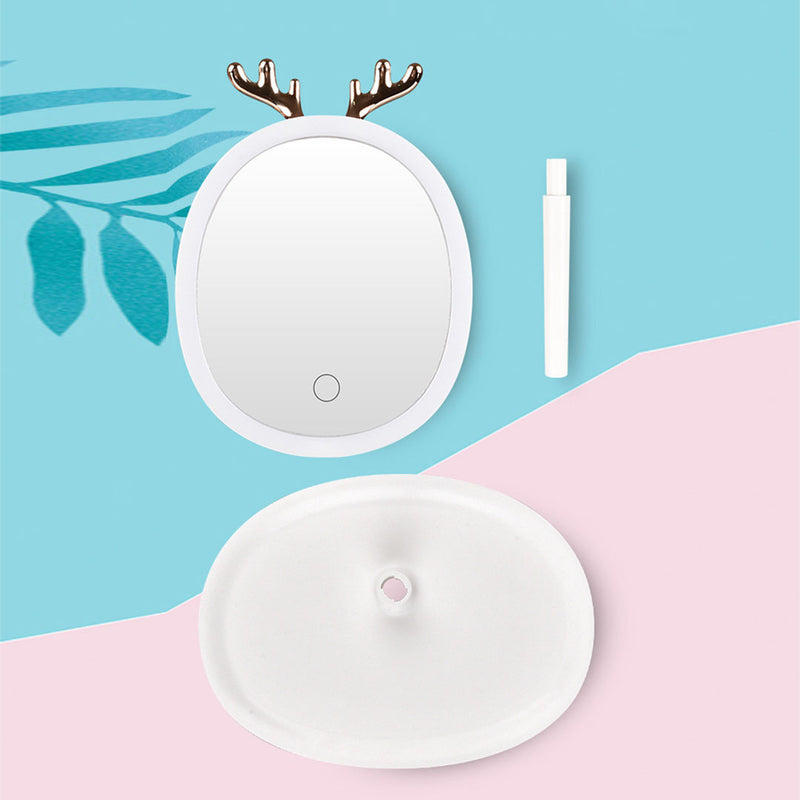 Antler Led Makeup Mirror Rechargeable Dimmable Plastic Tabletop Vanity White