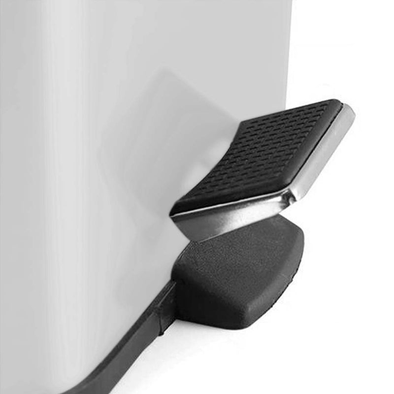 12L Square Pedal Bin Powder Coated Steel Removable Inner Liner White