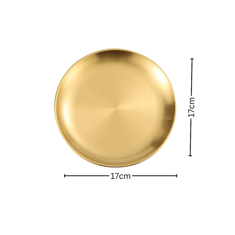 17cm Gold Stainless Steel Grilling Plate Set Of 5 Heat Resistant Non Stick
