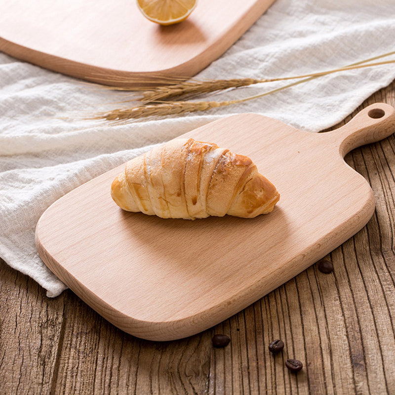 2X 33cm Brown Rectangle Wooden Serving Tray with Handle Reversible Board