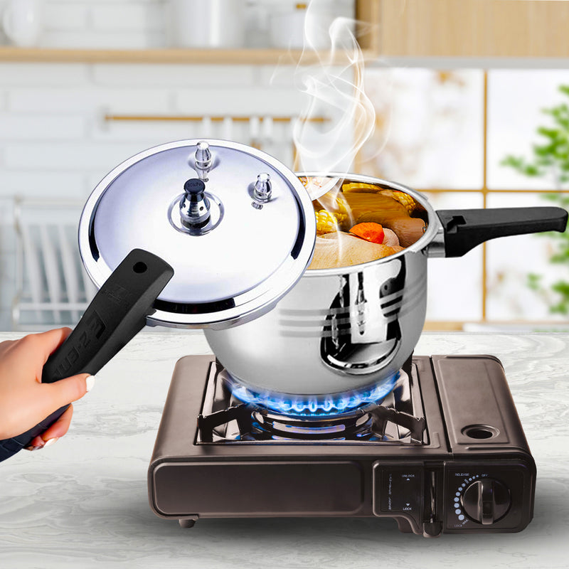 8L Stainless Steel Pressure Cooker Induction Safe Triple Security Cap 24cm