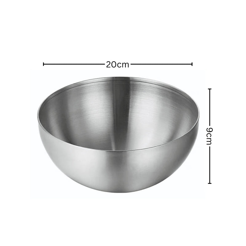 20cm Stainless Steel Salad Bowl Model 201 Silver Set Of 2 Elegant
