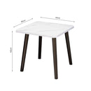 White Ceramic Side Table 40cm Stone Pattern Black Metal Legs Modern Design