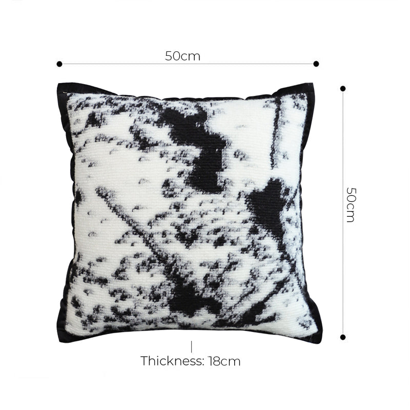 2X Throw Pillow Polyester Cotton 50x50x18cm Thick Black And White Leopard