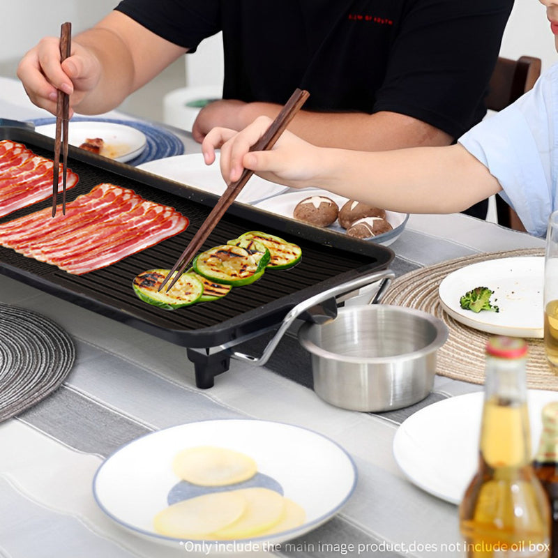 Electric BBQ Grill 48cm 68cm Non-Stick Dual Surface Plate Adjustable Thermostat