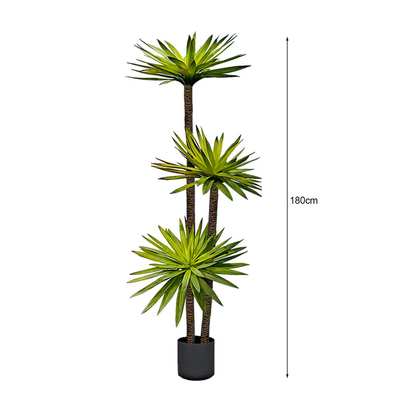 180cm Yucca Artificial Tree Indoor 3 Branch Polyurethane Polyethylene Green