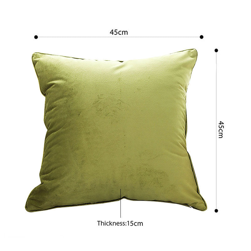 Square Throw Pillow Velvet Polyester Cotton 45cm Plush Green