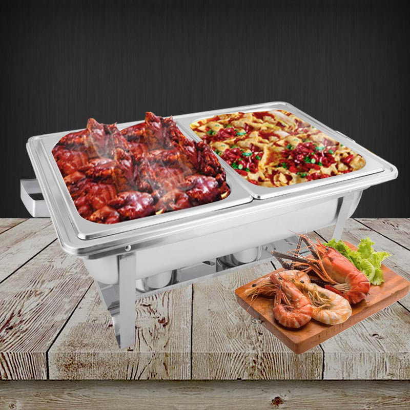 2X 4.5L Stainless Steel Dual Tray Chafing Food Warmer Catering Dish Set
