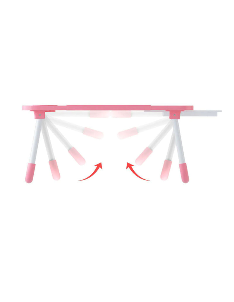 Foldable Bed Table Mdf Aluminum Frame 60x40x28Cm Laptop Stand Card Slot Pink