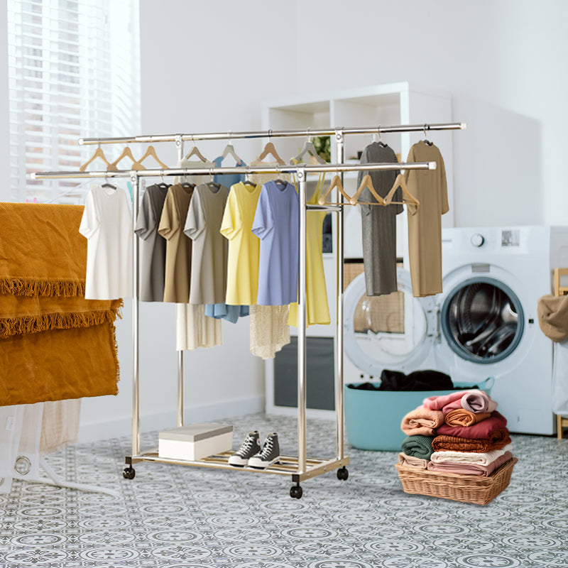 200cm Stainless Steel Clothes Rack Portable Floor Standing Laundry Organizer