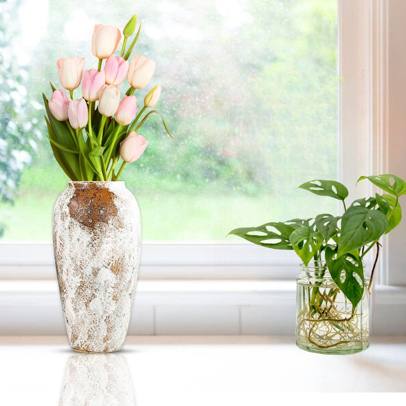Large White Ceramic Flower Vase 35x17 cm Elegant Home Decor Display Piece