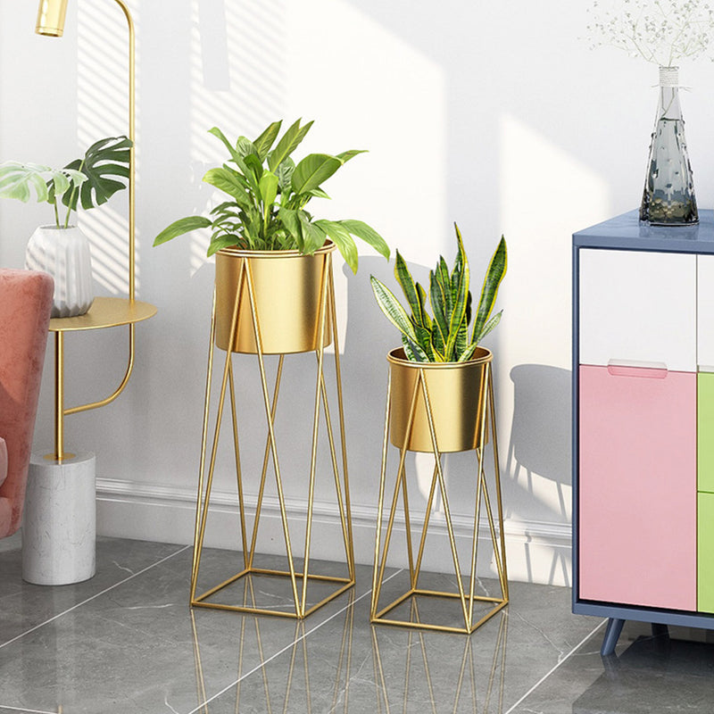 4X Gold Metal Plant Stand 50cm Iron Frame Detachable Enamel Pot 18cm Corner
