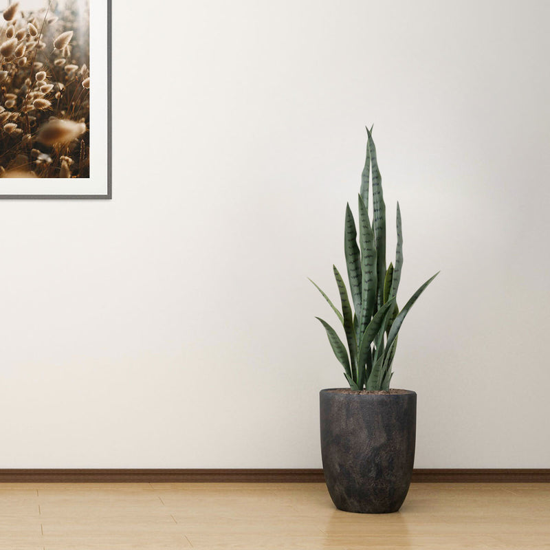 2X 95cm Sansevieria Snake Artificial Plants Plastic Green With Black Planter