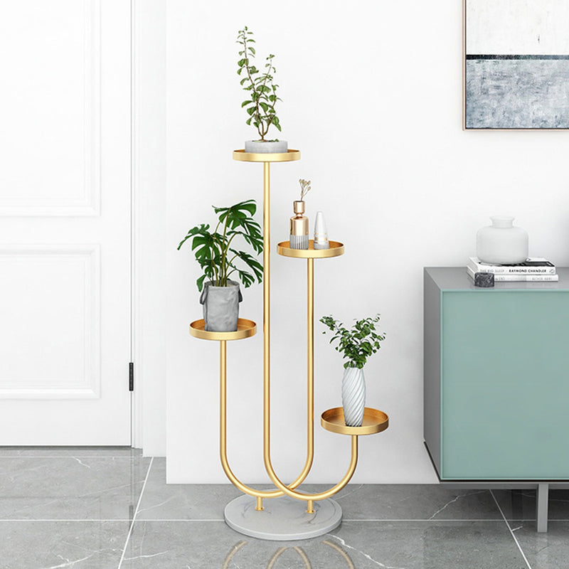 2X U Shaped 4 Tier Metal Plant Stand Marble Base Gold 32x20x100cm