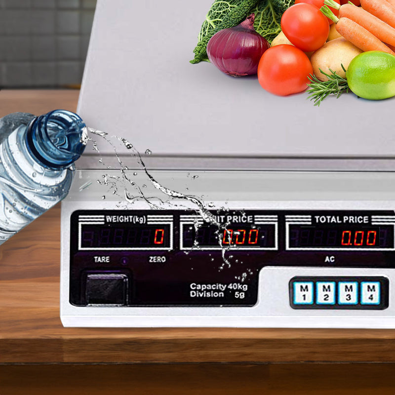 2X 40kg Digital Kitchen Scale Stainless Steel Black Double-Sided LCD Display