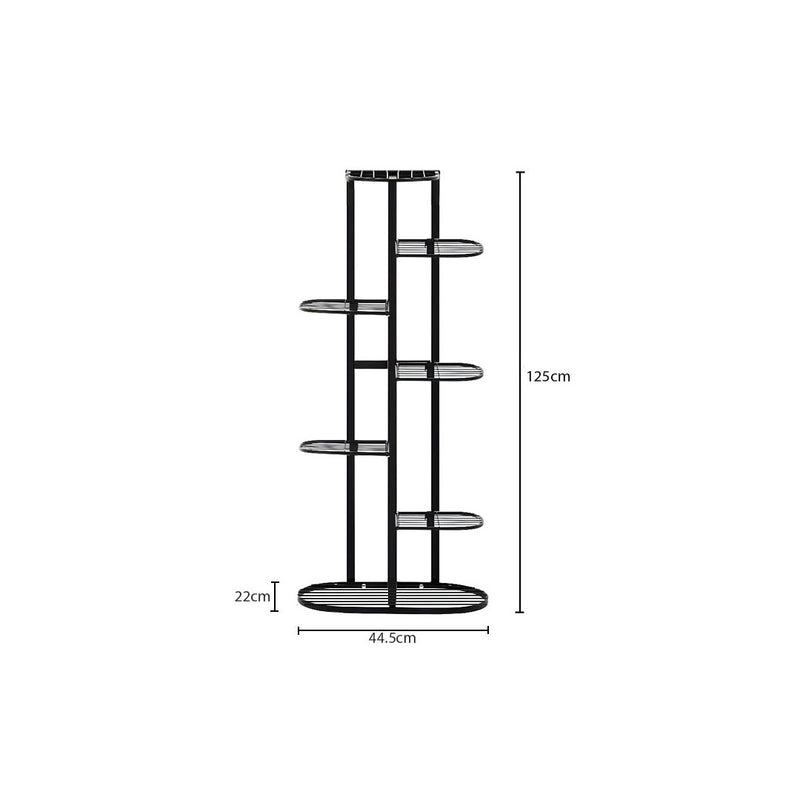 7 Tier 8 Pots Black Metal Plant Rack Tall Space-Saving Indoor Stand Decor