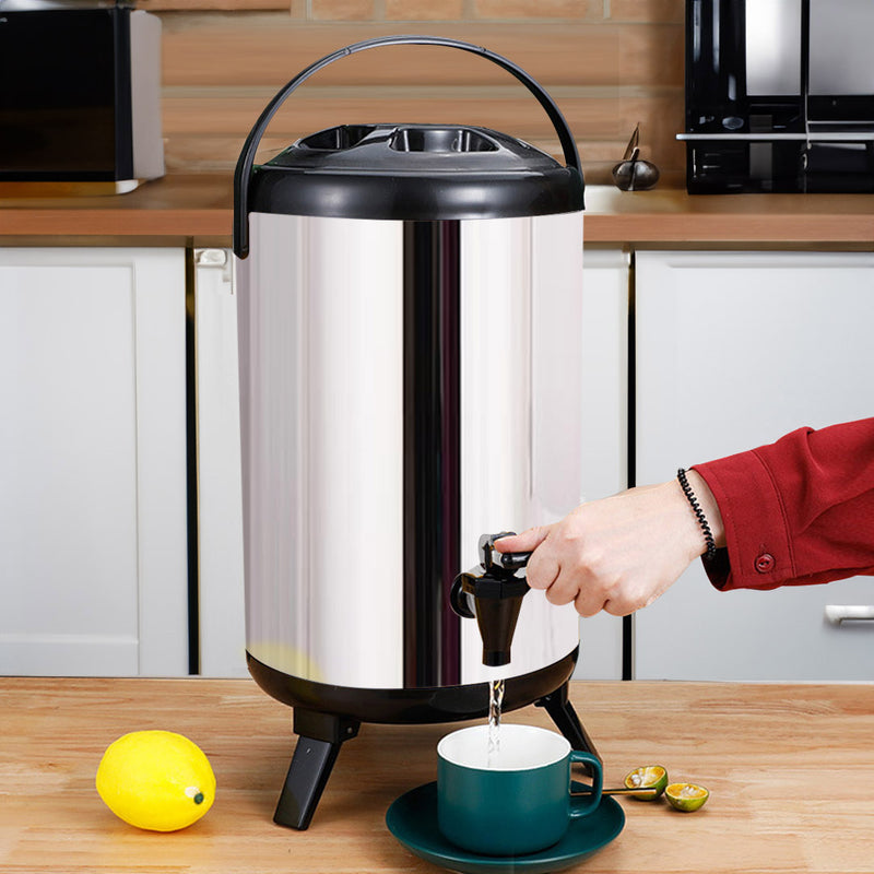 10L Portable Insulated Stainless Steel Coffee Tea Beer Brew Pot With Dispenser