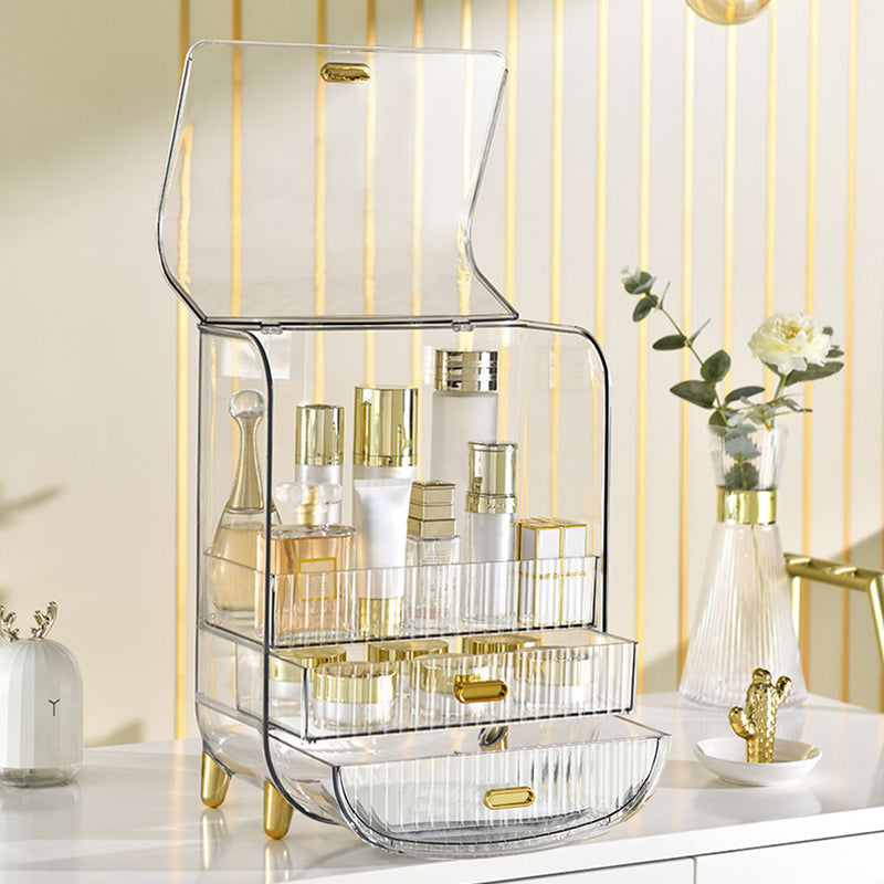 2X 3 Tier Transparent Abs Cosmetic Organizer Drawer 28.5x18x36.5Cm