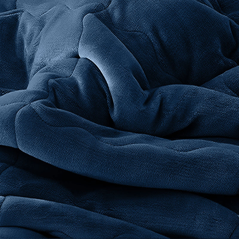 Navy Blue Thick Flannel Polyester Blend Throw Blanket 200x220cm Double Sided
