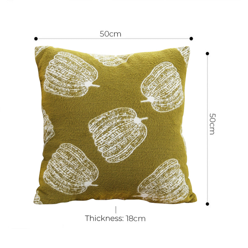 2X Throw Pillows Polyester Cotton 50x50x18cm Autumn Pumpkin Print Green