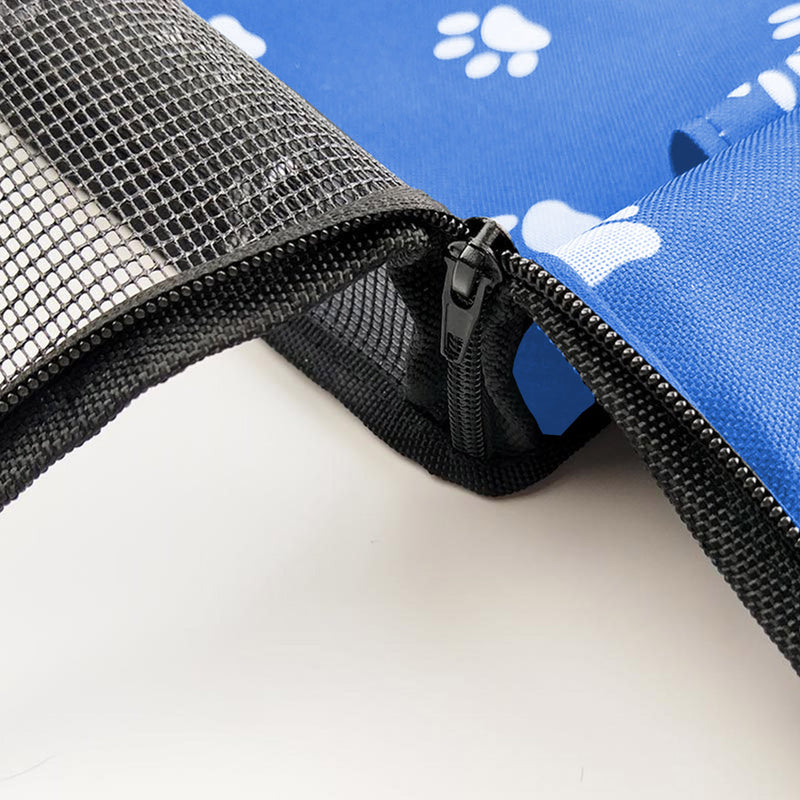 Waterproof Pet Booster Car Seat 600D Oxford PVC Blue with Mesh and Paw Print