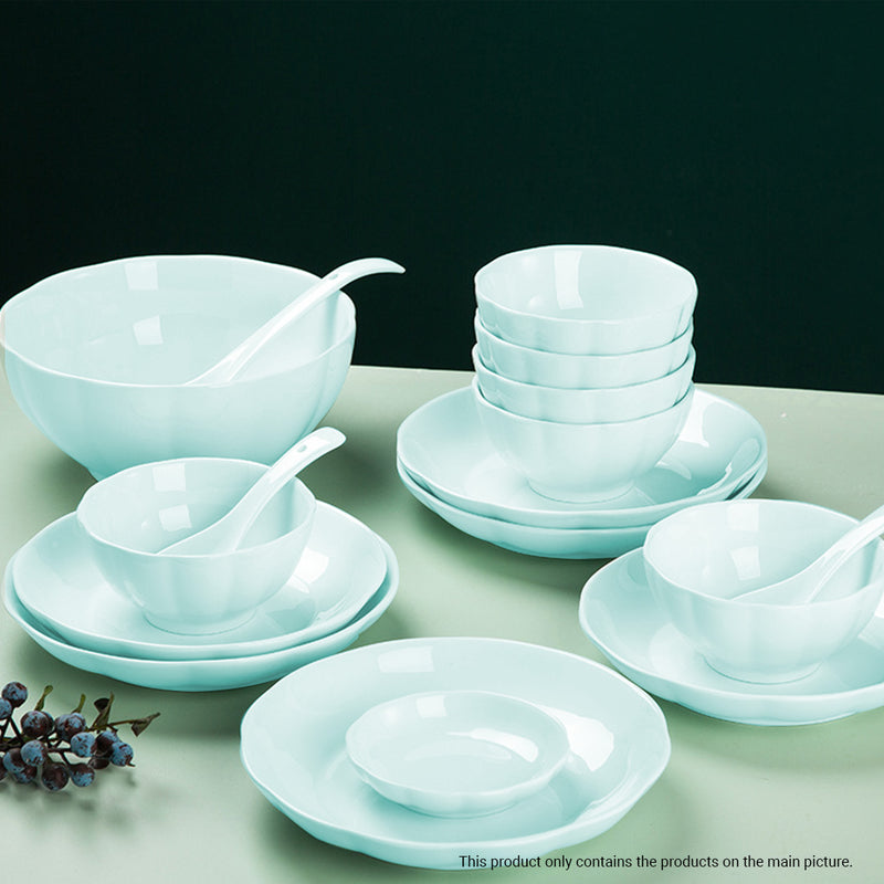 Light Blue Ceramic Dinnerware 4.5 Bowl 7 Plate Stackable Set of 10