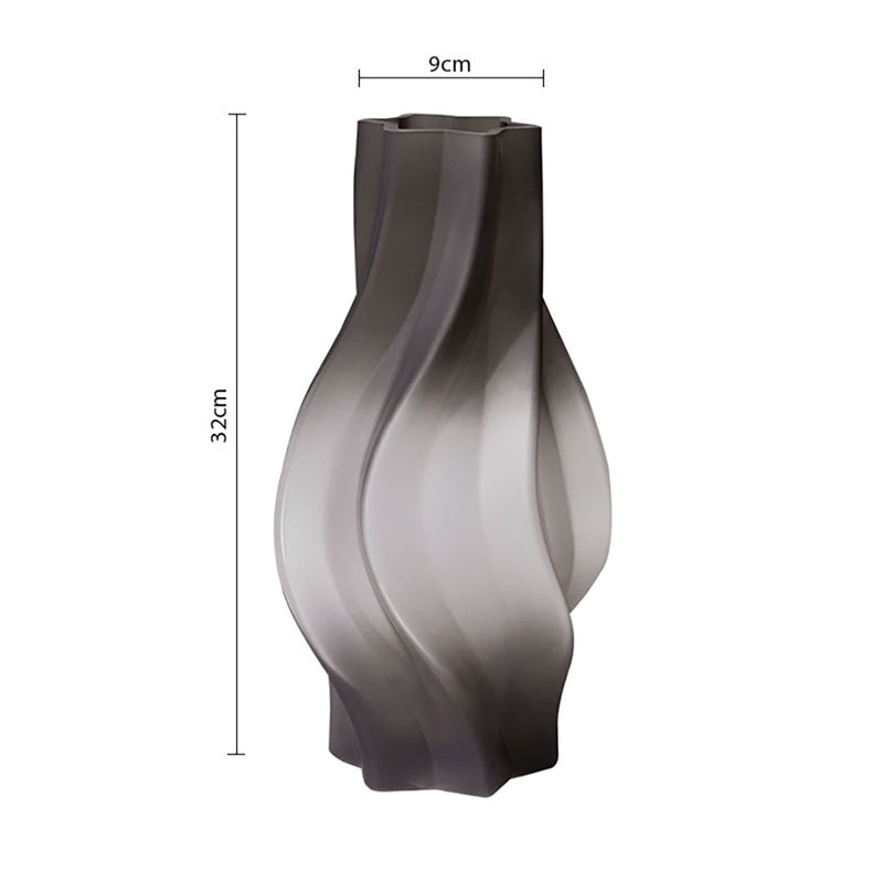 Hand Blown Glass Vase 33cm Bubble Texture Slender Grey