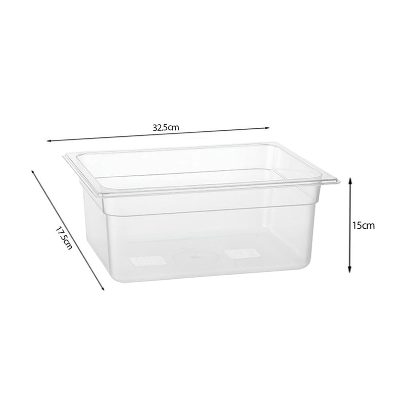 150mm Clear Polycarbonate GN Pan 1/3 Food Tray Storage Bundle of 4