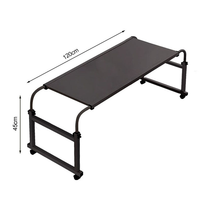 Black Cross Bed Movable Desk Table Adjustable Height Length Wheels 120x45cm