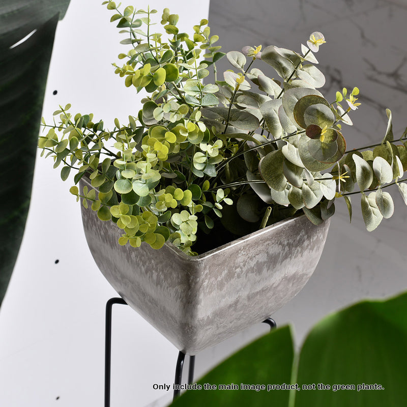 27cm Rock Grey Square Resin Planter Cement Pattern Indoor Home Office Decor