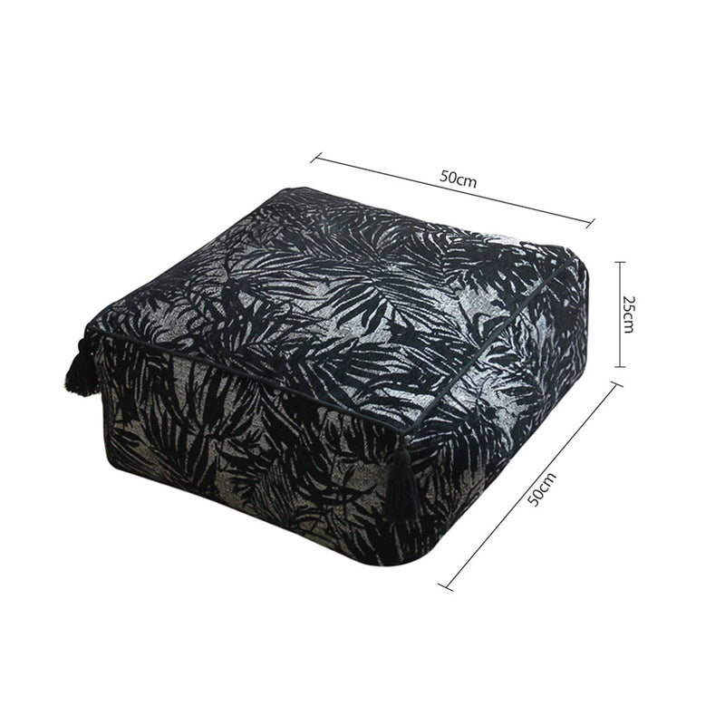 50cm Polyester Fiber Pouffe Cushion Expanded Polypropylene Insert Black