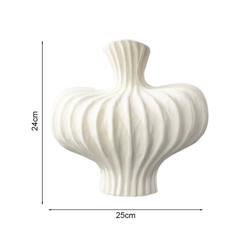 Small Ceramic Vase 25X24cm Matte White Countertop Decor Handmade