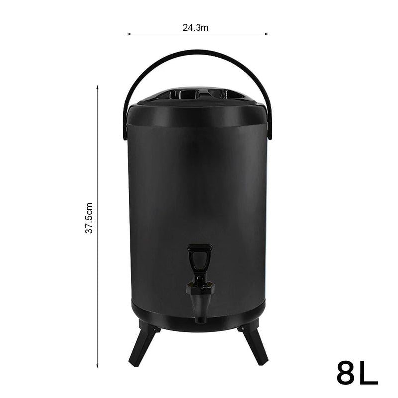 4X 8L Stainless Steel Insulated Beverage Dispenser With Faucet Black