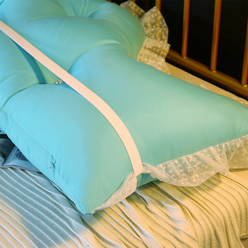 4X 180cm Light Blue Princess Headboard Pillow Polyester Tufted Crown Ruffle Lace
