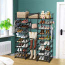 2X 21 Tier Shoe Storage Shelf Organizer Black Iron Pipe Space Savingラック