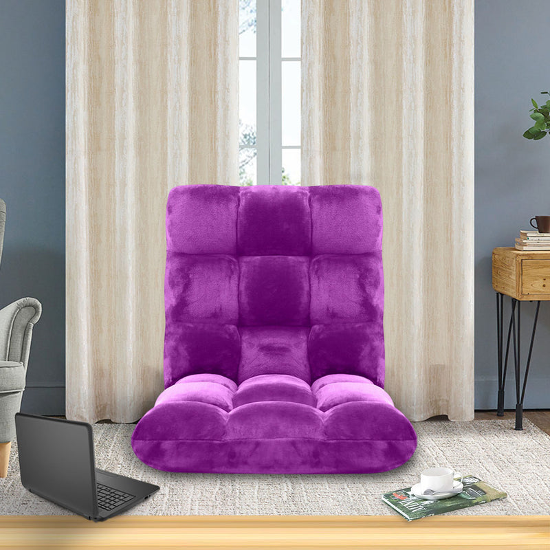6 Position Floor Recliner Folding Cushion Memory Foam Plush 108x53x10cm Purple