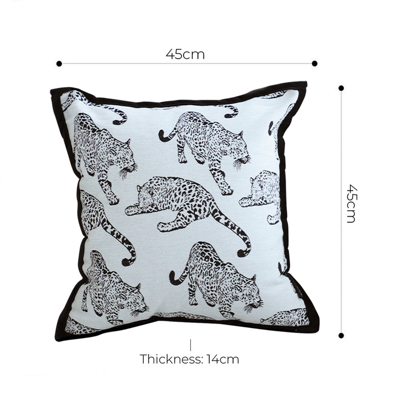 2X Throw Pillow Polyester Fleece 45X45X14cm Thick White And Black Leopard Print