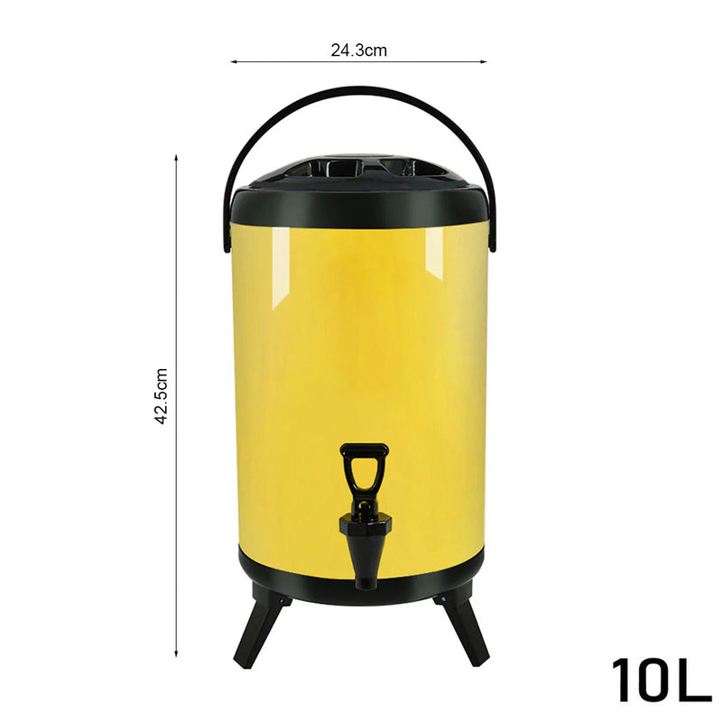 10L Stainless Steel Insulated Beverage Dispenser with Faucet Yellow