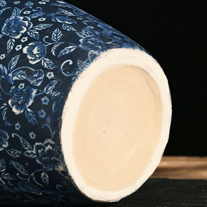 Medium Ceramic Flower Vase 30x19cm Blue And White Floral Home Decor