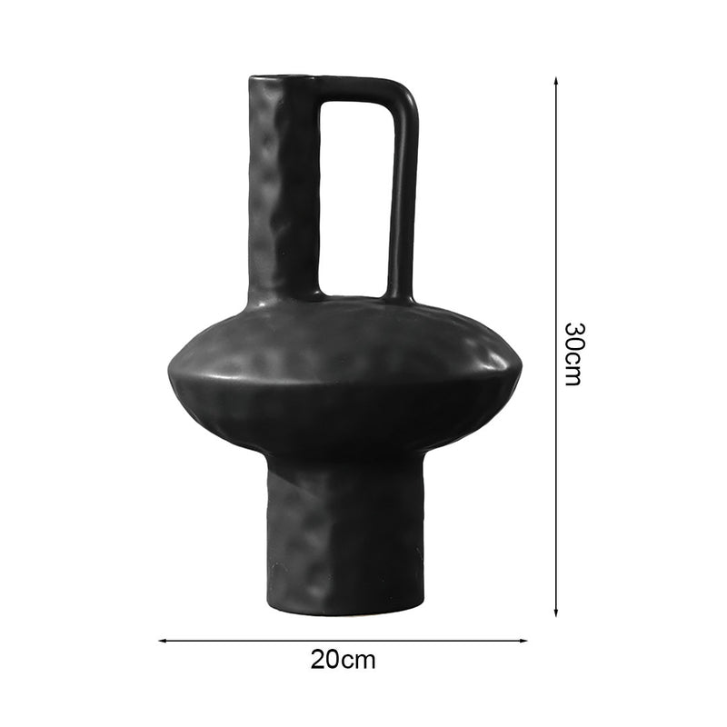 20x30cm Black Ceramic Handmade Vase Contemporary Minimalist Home Decor