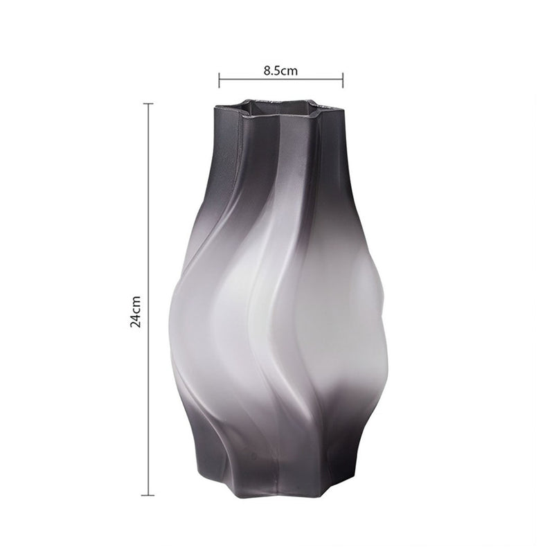 26cm Grey Glass Vase Handcrafted Bubble Texture Home Decor Art Piece