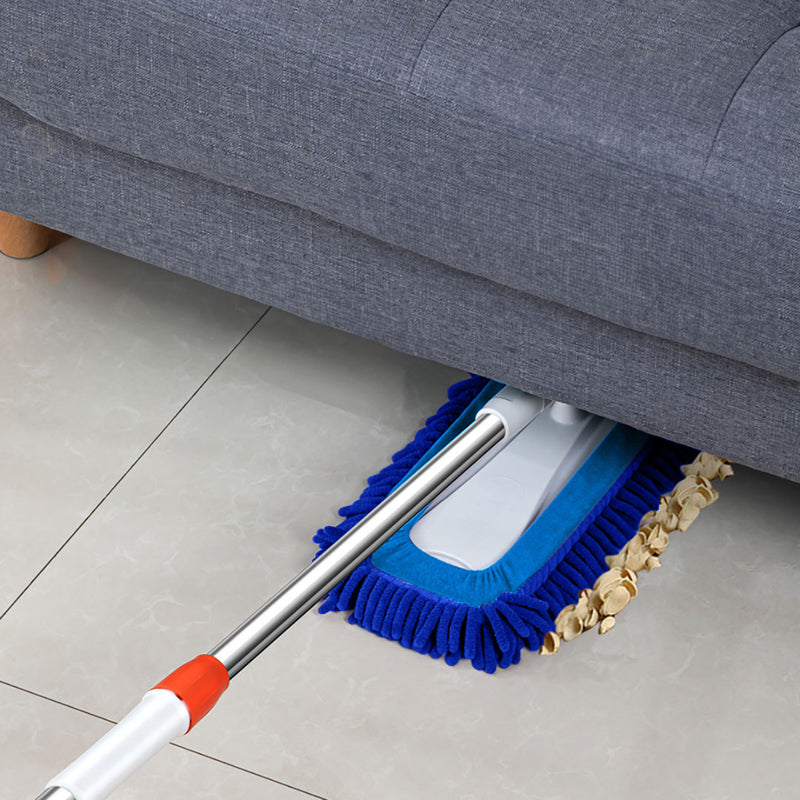 Flat Mop Microfiber Pads 80x12cm 150cm Handle Stainless Steel Blue 6 Pieces