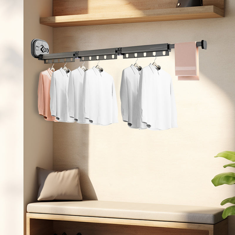 127.5cm Wall Mounted Retractable Foldable Aluminum Clothing Dry Rack Gray 10kg