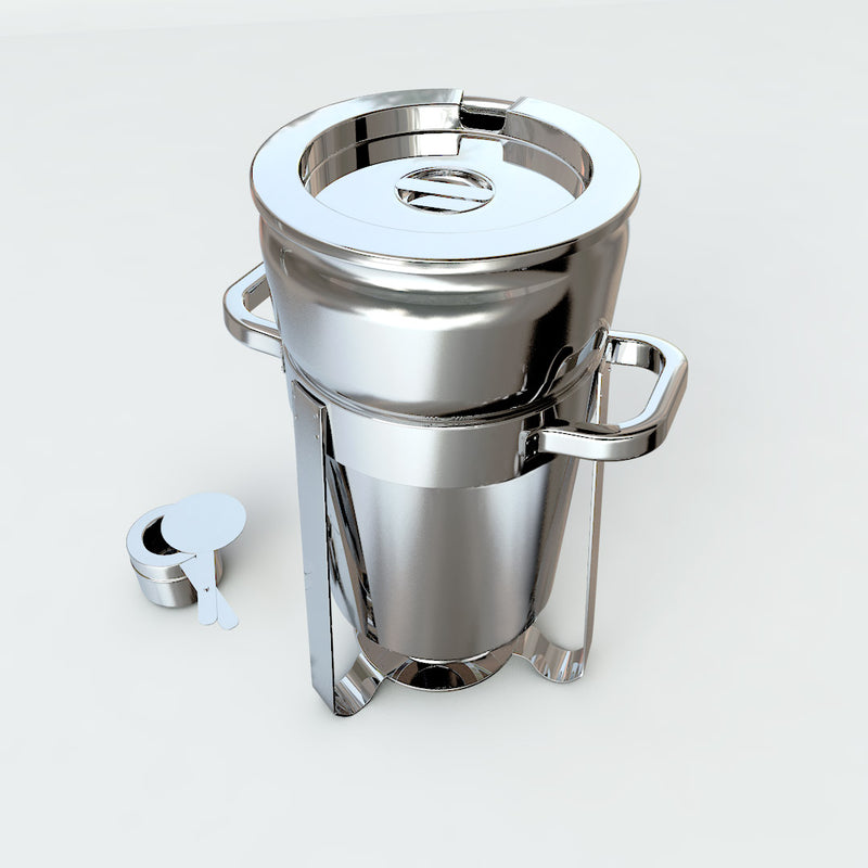 2X 11L Stainless Steel Round Soup Warmer Marmite Chafing Dish Full Size Catering