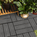 11 pcs Dark Grey Wood Composite Decking Tiles Outdoor Slip Resistant Flooring