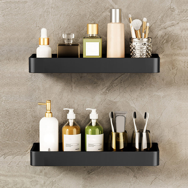 2X 30cm Black Aluminum Wall Mounted Spice Rack Kitchen Storage Organizer
