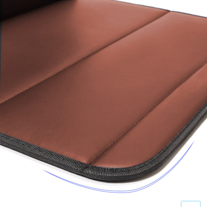Leather Car Boot Organizer Foldable Storage Box Medium Black Red Stitch